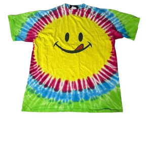 Vintage Joe Boxer Tie Dye Single Stitch Smiley Face T shirt